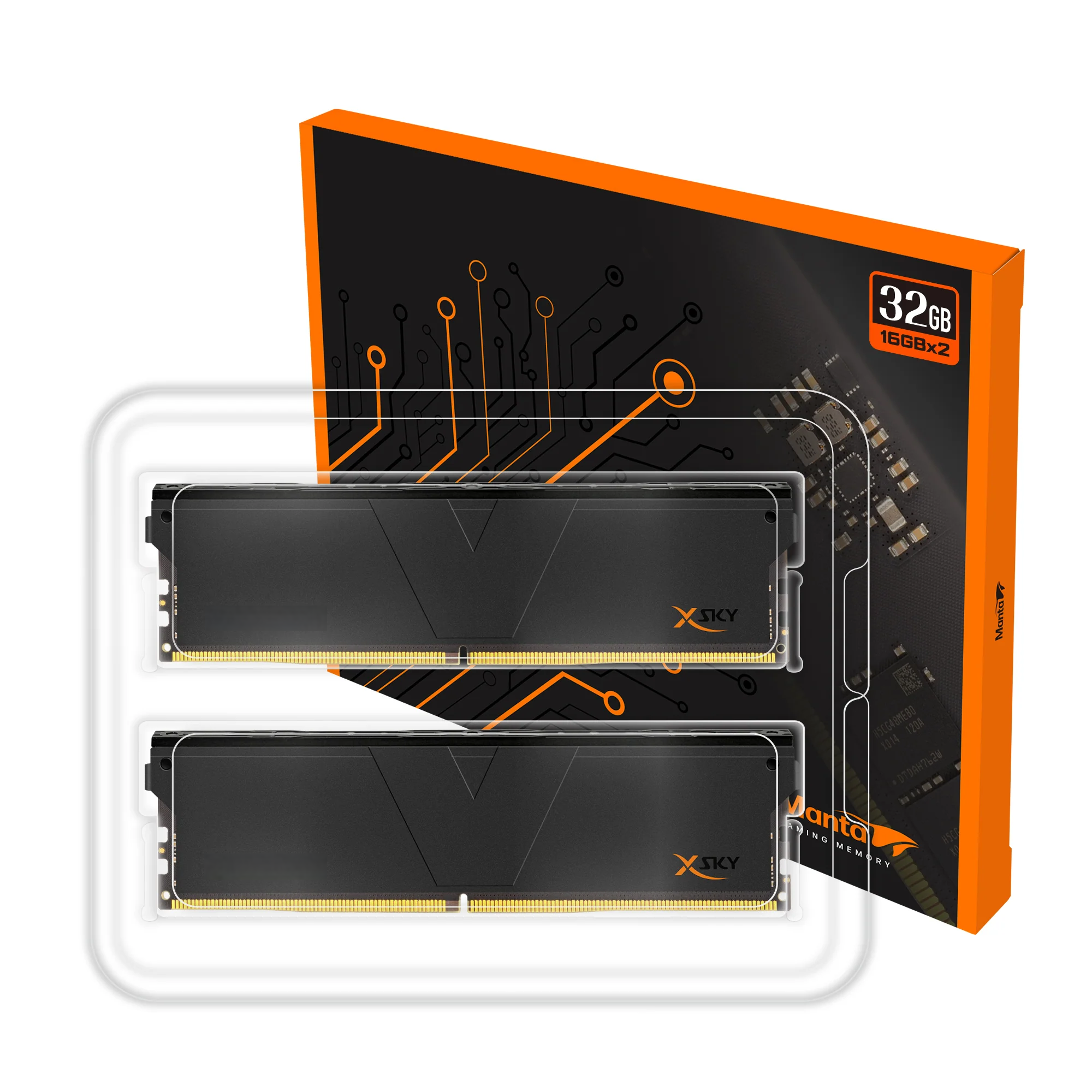 V-COLOR Manta XSky NON RGB Black 16GB (2*8GB) 5200MT/s CL40 DDR5 Intel XMP/AMD EXPO