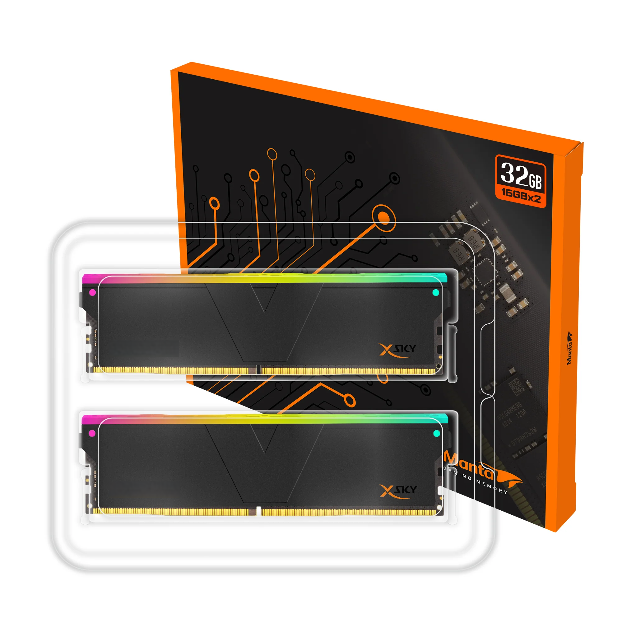 V-COLOR Manta XSky RGB Black 32GB (2*16GB) 6400MT/s CL32 DDR5 AMD EXPO