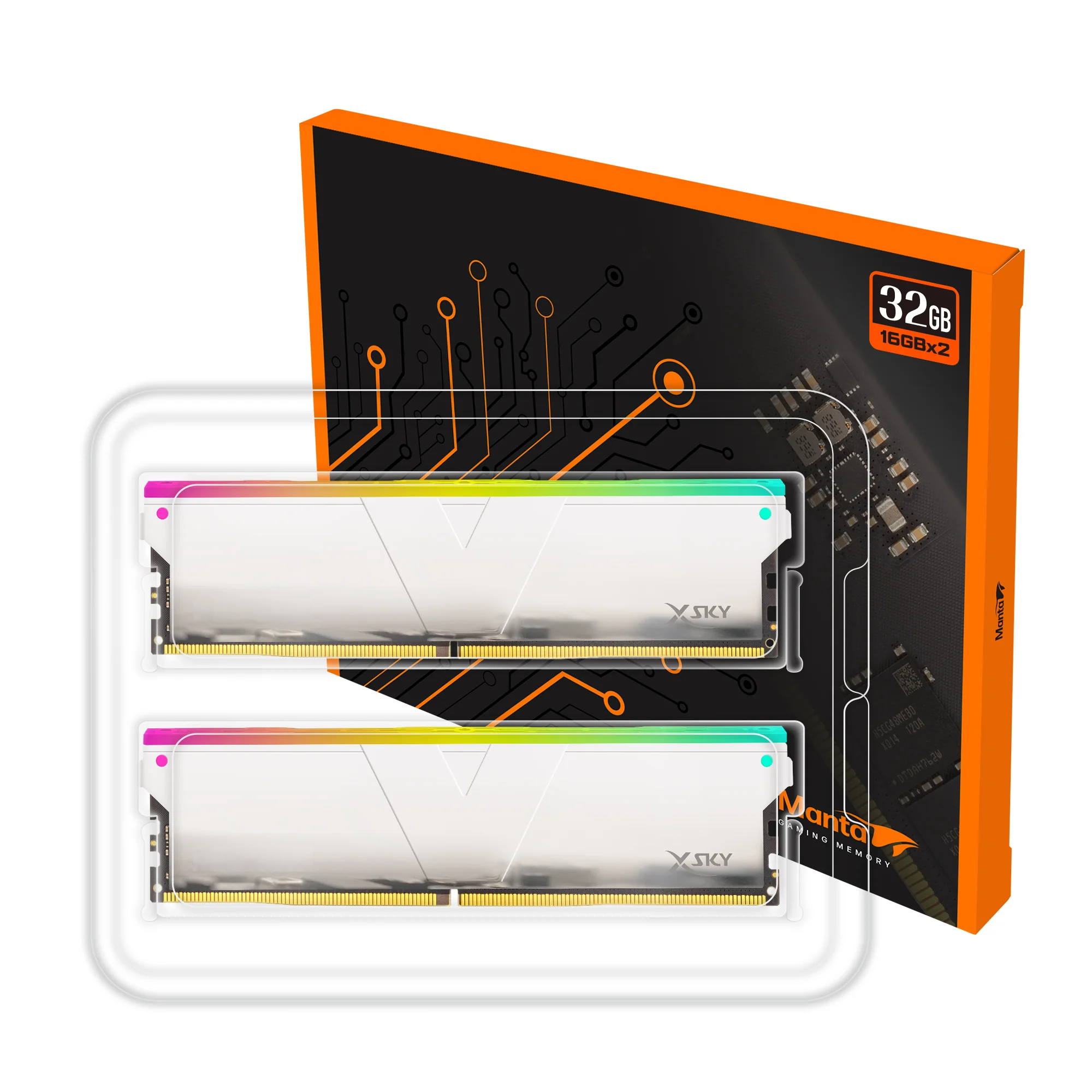 V-COLOR Manta XSky RGB White 32GB (2*16GB) 6400MT/s CL32 DDR5 AMD EXPO